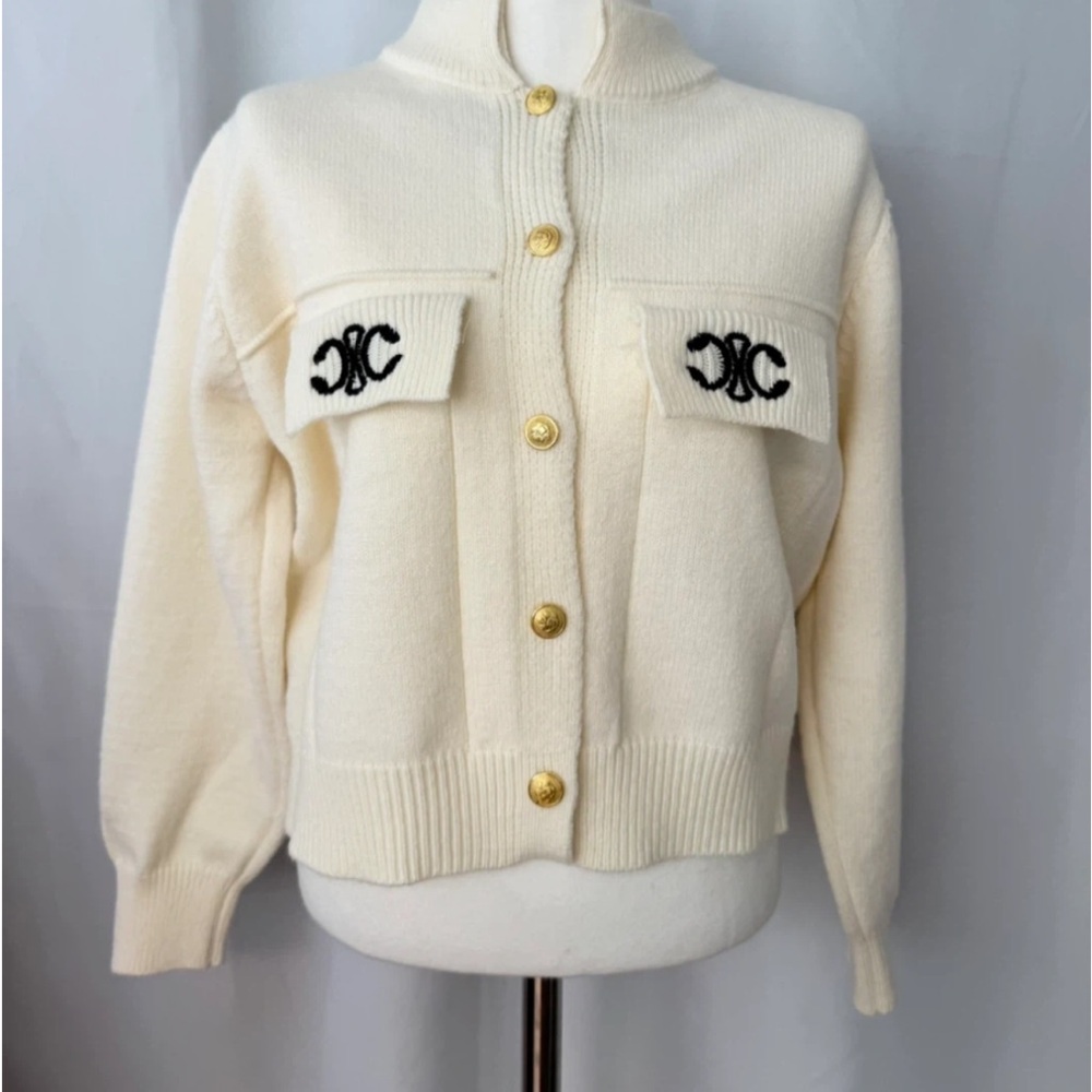 Cream Cardigan with Gold Buttons